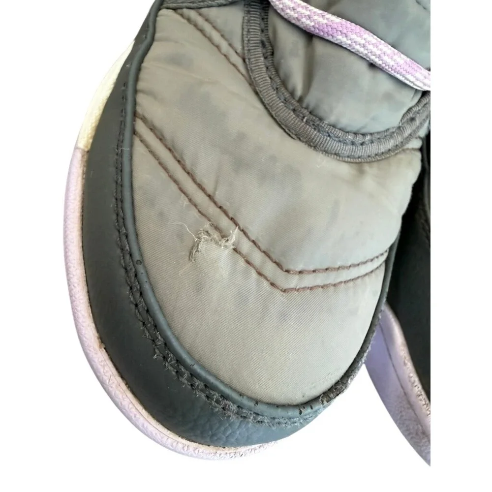 Sorel Whitney II Waterproof Snow Boots Kids Gray Lavender Faux Fur Final Sale